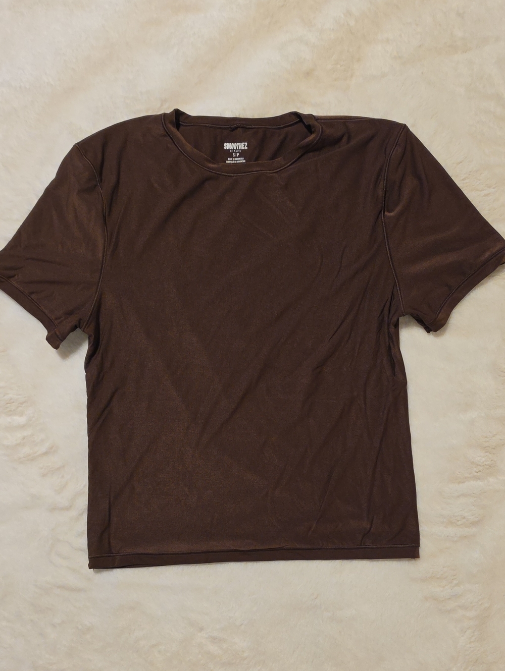 SMOOTHEZ BY AERIE S/P Chocolate Brown Short Sleeve Crew Neck Tee